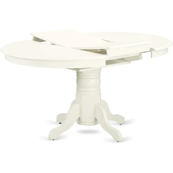 7 Piece Dining Room Table Set Consist of an Oval Kitchen Table Butterfly Leaf 6 Linen Fabric Upholstered Dining Chairs - Image 5
