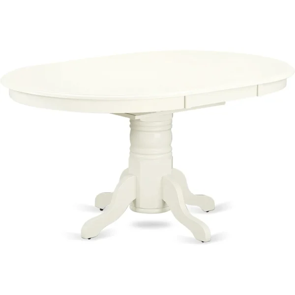 7 Piece Dining Room Table Set Consist of an Oval Kitchen Table Butterfly Leaf 6 Linen Fabric Upholstered Dining Chairs - Image 3