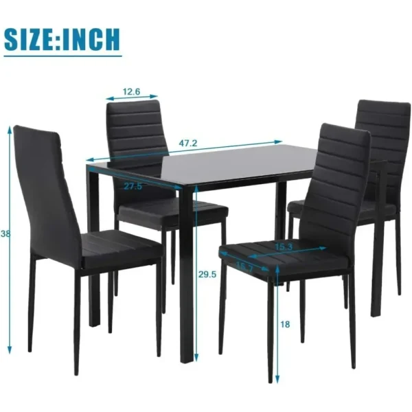 Glass Dining Table Set for Small Spaces Kitchen Table and Chairs for 4 Table with Chairs Home Furniture Rectangular Modern - Image 2