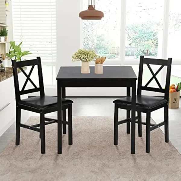 Table Set 3 Piece Dining Set Sturdy Wooden Square and Chair Breakfast Table Set for 2 Person Small Dining Room Table - Image 6